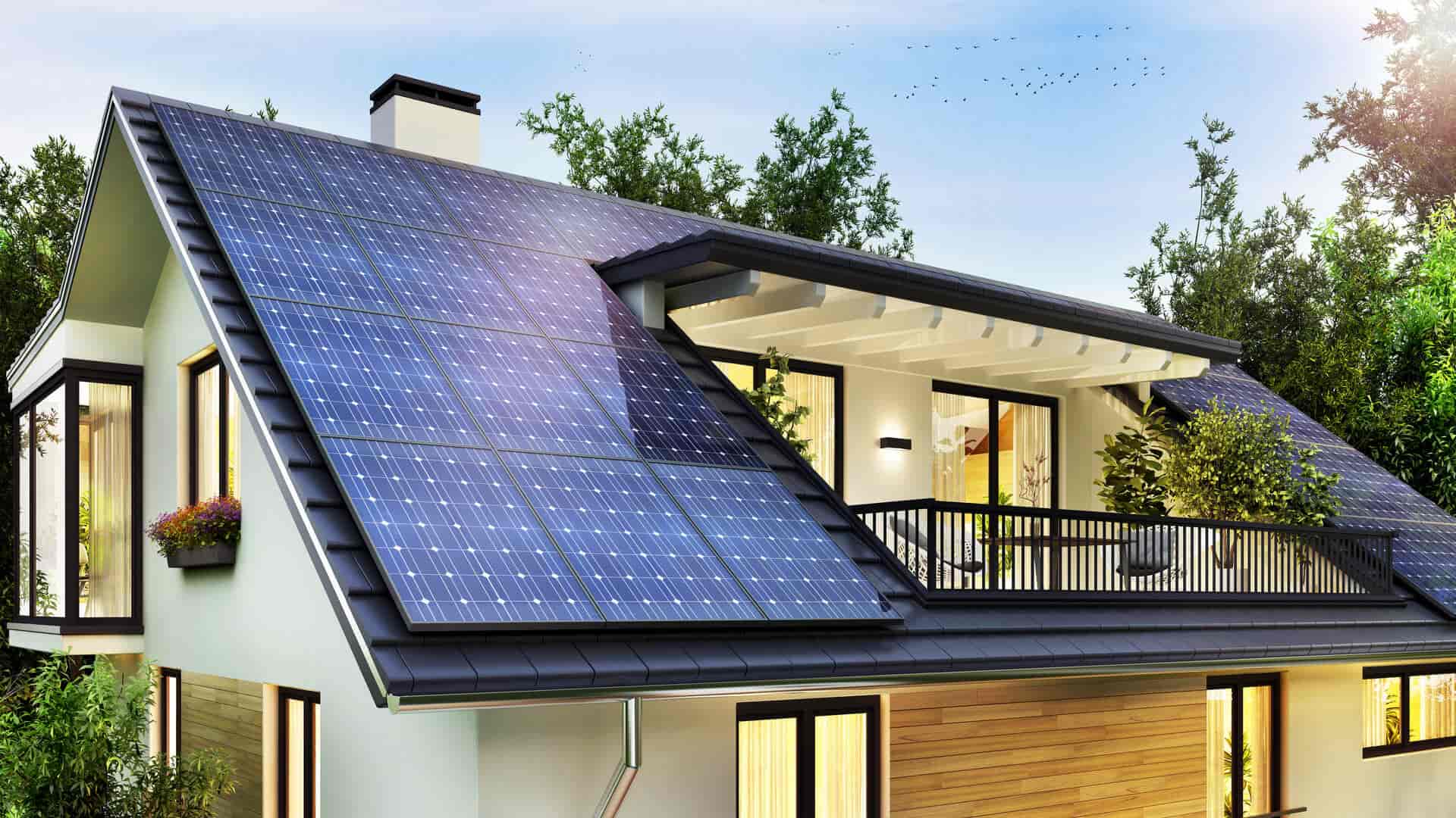 Solar panels on roof.